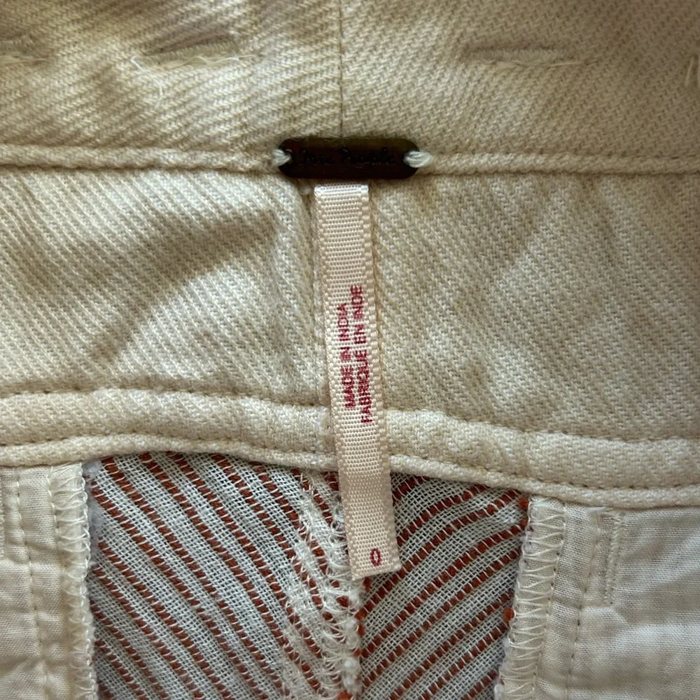 Free People | Women’s amber/cream striped ankle pants, 3 button front, tie belt